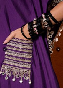 Silk real mirror Purple Kaftan Kurta Set