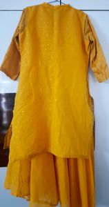 Yellow Party wear/ Festive wear Layered Dress Gown