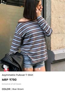 Striped Asymmetric Pullover T-Shirt