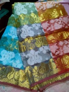 Beautiful Multi-color Saree with Golden Border