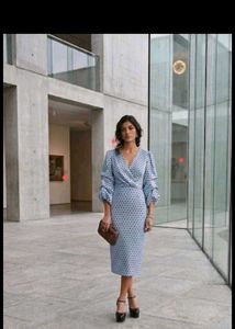 Blue Polka Dot Wrap Dress