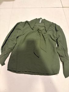 Olive Green Elegant Blouse