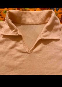 🍑 🌸Peach Ribbed Collared Top🍑🌸