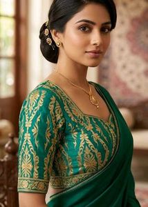 Emerald Green Silk Blouse piece 1.2mt