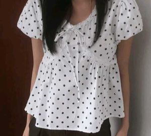 Polka Dot Wrap Top