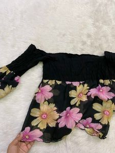 Off-Shoulder Floral Print Top