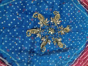 Vibrant  heavy bandhani Dupatta with gota patti