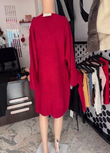 Red Slit Sweater Dress