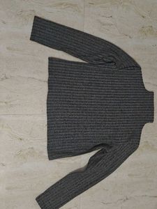 Grey Striped Turtleneck Top