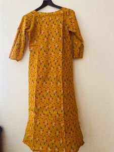 Mustard Pure Cotton Kurti With Pockets