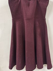 Sparkly Maroon Fit and Flare Dress
