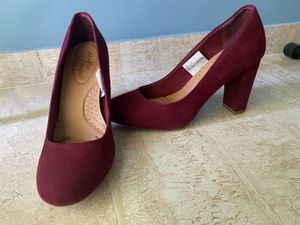 Elegant Burgundy Suede Block Heels