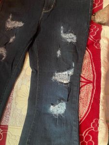 Distressed Dark Wash Flare Jeans