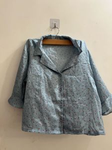Only Light Blue Heart Print Top