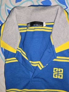 Givenchy Blue &amp; Yellow Striped Polo Shirt