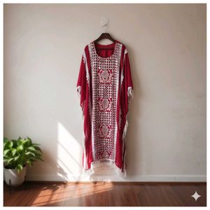 Elegant Red Kaftan Kurta Set