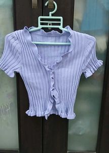 Cute Lavender Ruffled Knit Top