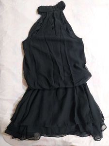 Chic Black Halter Neck Mini Dress
