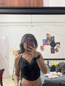 Stylish Black Halter Neck Crop Top