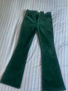 Green Corduroy Flared Pants