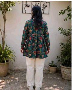 Floral Print Kurta with Bell Sleeves-All size