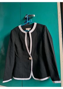 Classic Black Blazer with White Trim