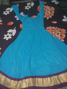Stunning Blue Anarkali Suit with Intricate Embelli