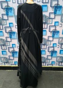 Striped Black Nida Umbrella Burqa Latest Design