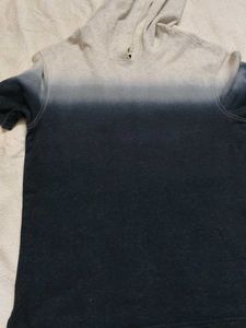 Short Sleeve Ombre Hoodie Top