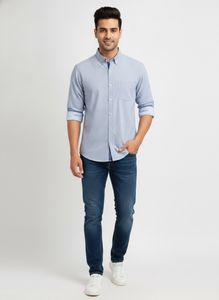 Men's Blue Checked Casual Shirt