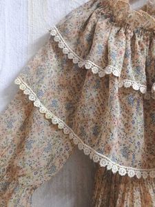 Vintage Yellow Floral Pleated Midi Dress