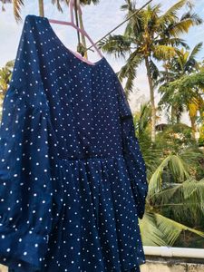 Navy Polka Dot Tiered Dress