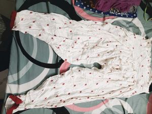 White Ethnic Salwar only with Red Print