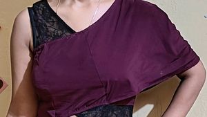 Women Fit And Flare Purple Black Dress