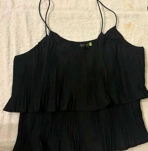 Elegant Black Pleated Cami Top