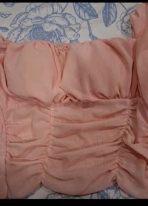 Ruched Puff Padded Sleeve Top