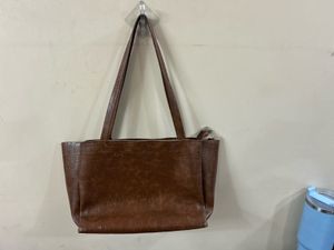 Stylish Brown Faux Croc Handbag
