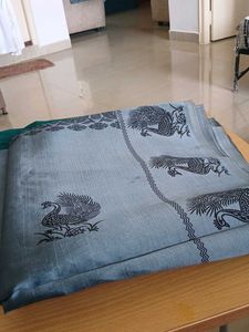 Elegant Green &amp; Grey Saree with blouse
