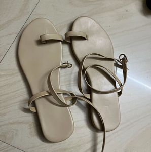 Stylish Beige Toe Ring Sandals