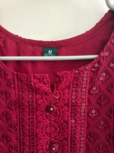 Maroon Embroidered Kurti