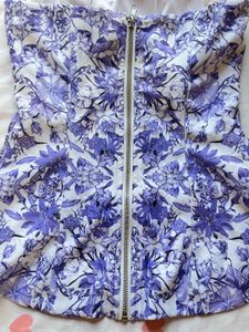 Strapless Floral Peplum Top