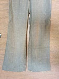 Wide Leg Checked Formal Trousers