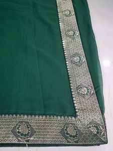 Elegant Green Saree with Gold Border