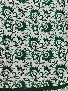 Elegant cream and Green Floral Print pure cotton K