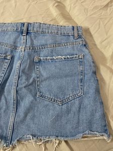 Distressed Denim Mini Skirt