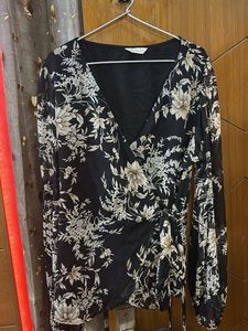 Chic Floral Wrap Blouse