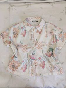 Cute Fruit Print Short Sleeve Shirt