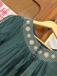 Elegant Green Embroidered Top