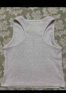 Ribbed White Sleeveless Tank Top
