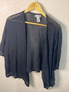 Black Sheer Cropped Cardigan